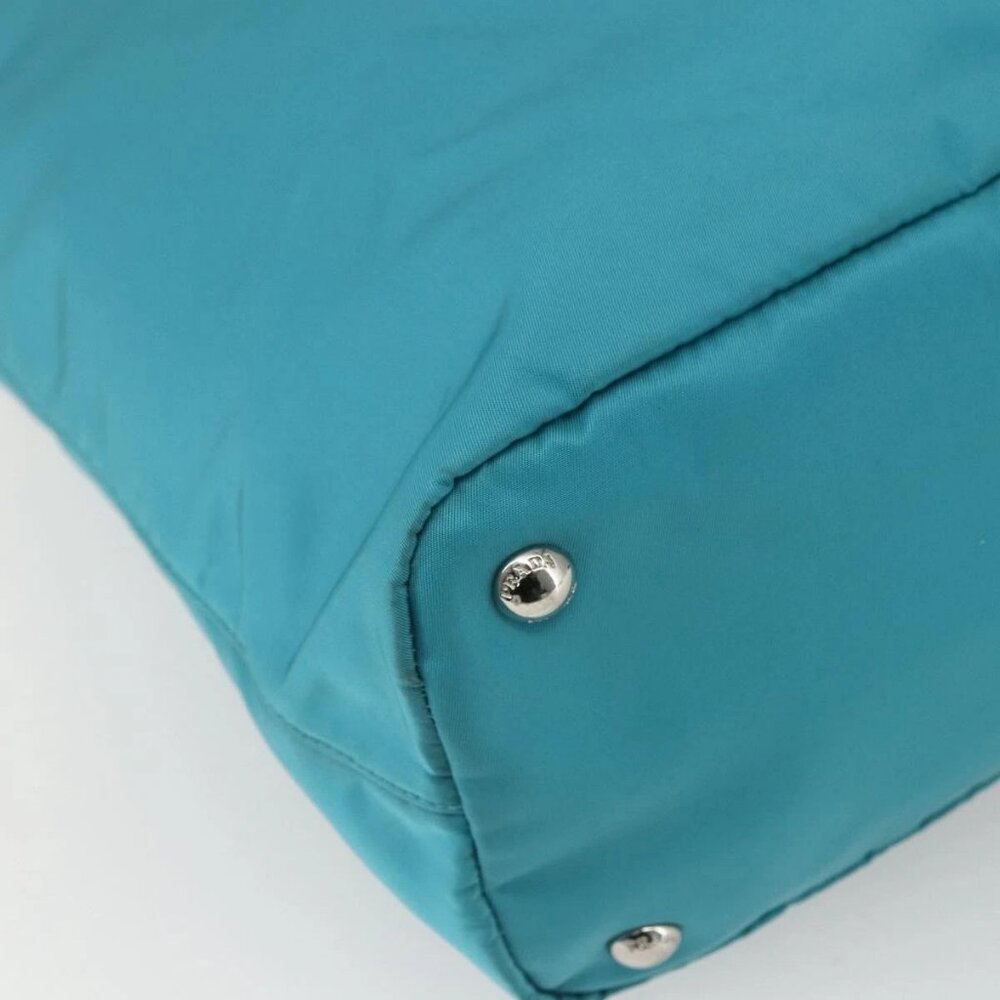 PRADA Tote Bag Nylon 2way Turquoise Blue Silver - Picture 4 of 16